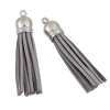 Picture of Polyester Tassel Pendants Silver Tone Gray About 59mm(2 3/8") x 12mm( 4/8"), 10 PCs