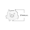 Picture of Brass Kids Art Doodles Children Drawing Jewelry Charms Pig Animal Silver Tone Wing 21mm( 7/8") x 20mm( 6/8"), 1 Piece                                                                                                                                         
