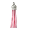 Picture of Polyester Tassel Pendants Silver Tone Pink About 58mm(2 2/8") x 12mm( 4/8"), 10 PCs