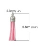 Picture of Polyester Tassel Pendants Silver Tone Pink About 58mm(2 2/8") x 12mm( 4/8"), 10 PCs