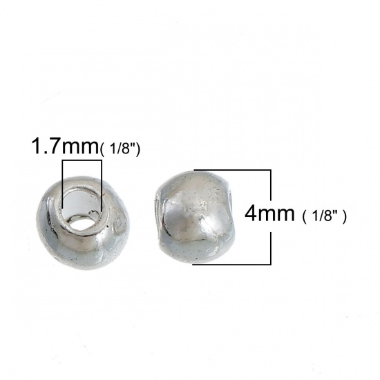 Imagen de Zamak Cuentas Ronda Argentado 4mm x 3mm, Agujero: Aprox 1.7mm, 300 Unidades