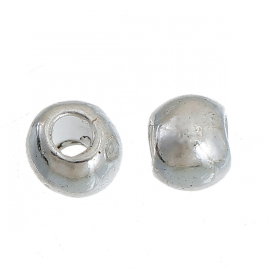 Imagen de Zamak Cuentas Ronda Argentado 4mm x 3mm, Agujero: Aprox 1.7mm, 300 Unidades