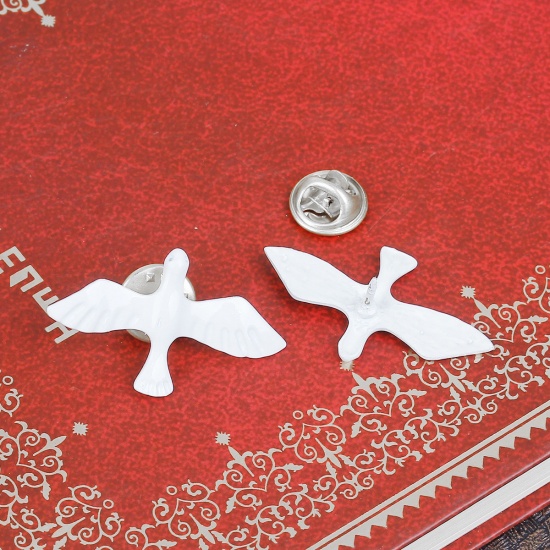 Image de Pince à Cravate Blanc Pigeon Email 36mm x 21mm, 11mm x 6mm 1 Pièce