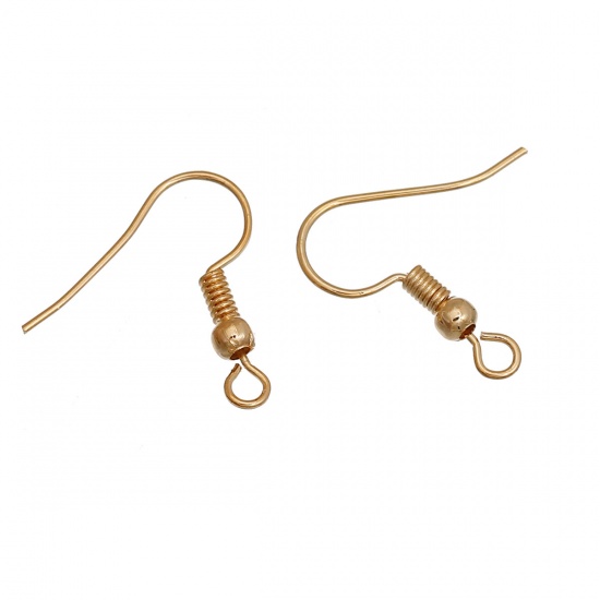 Picture of Zinc Based Alloy Ear Wire Hooks Earrings For DIY Jewelry Making Accessories 14K Gold Color 20mm x 19mm, 20 PCs