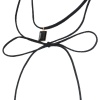Bild von Veloursleder Choker Doppelschicht Halskette Hellgold Quadrat Schleife Schwarz Strassstein 32cm lang 1 Strang