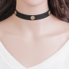 Picture of Faux Suede Velvet Choker Necklace Gold Plated Black Round Clear Rhinestone 33cm(13") long, 1 Piece