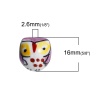 Picture of Ceramic Spacer Beads Owl Animal Multicolor About 16mm x 16mm, Hole: Approx 2.6mm, 5 PCs