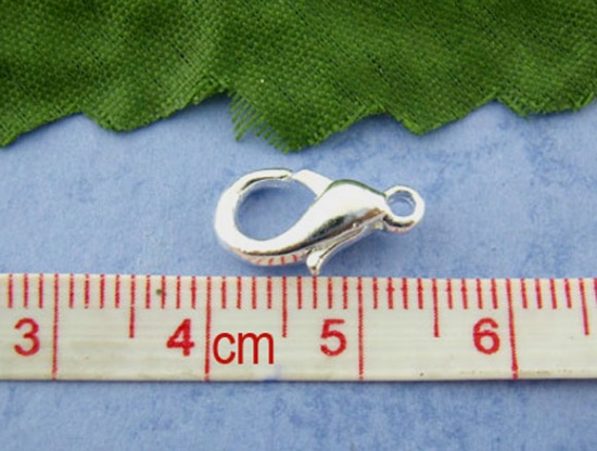 Picture of Zinc Based Alloy Lobster Clasps Silver Tone 14mm x 7mm, 50 PCs