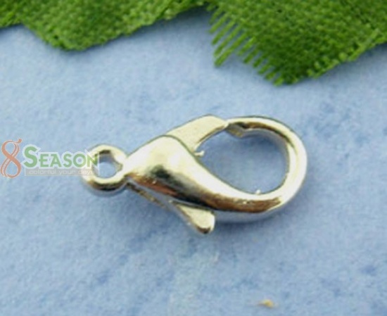 Picture of Zinc Based Alloy Lobster Clasps Silver Tone 14mm x 7mm, 50 PCs