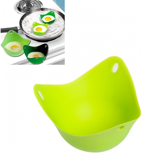 Immagine di Silicone Kitchen Tools Fried Egg Shaper Green 11cm(4 3/8") x 9.5cm(3 6/8"), 1 Piece