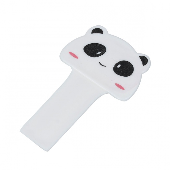 Immagine di Plastic Portable Closestool Toilet Seat Lifter Handle Bear Animal Black & White 10cm(3 7/8") x 6.2cm(2 4/8"), 1 Piece
