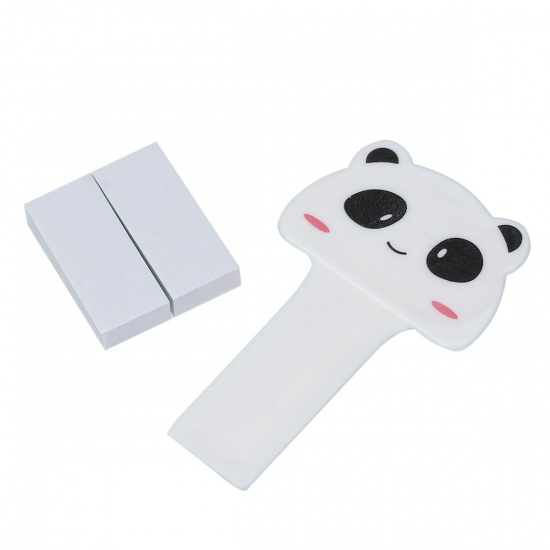 Picture of Plastic Portable Closestool Toilet Seat Lifter Handle Bear Animal Black & White 10cm(3 7/8") x 6.2cm(2 4/8"), 1 Piece