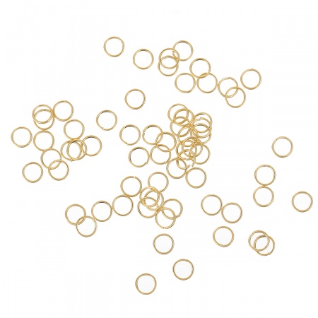 Picture of 50 PCs 3.5mm Dia., 0.4mm(26 gauge) Stainless Steel Open Jump Rings Findings For Jewelry Making Gold Plated Round