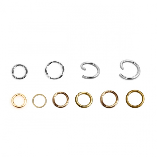 Picture of Stainless Steel Open Jump Rings Findings Round Gold Plated 3.5mm( 1/8") Dia, 50 PCs