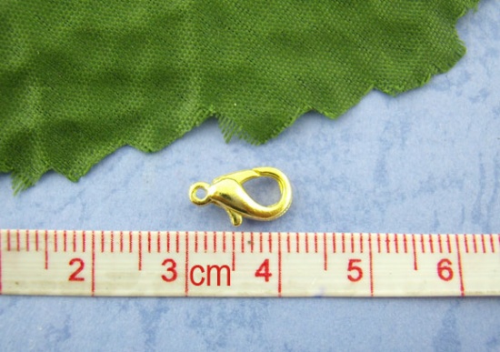 Picture of Zinc Based Alloy Lobster Clasps Gold Plated 12mm x 7mm, 100 PCs