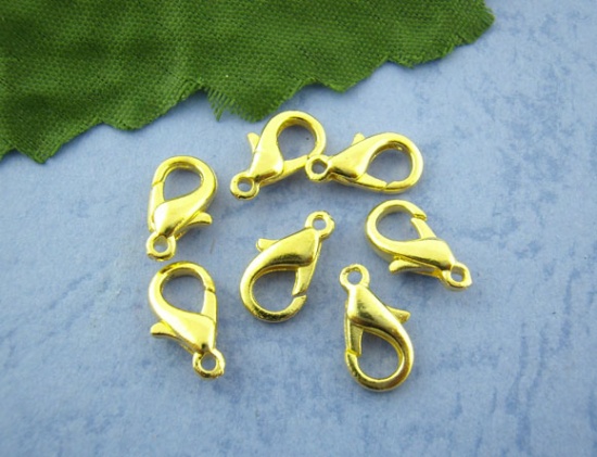 Picture of Zinc Based Alloy Lobster Clasps Gold Plated 12mm x 7mm, 100 PCs