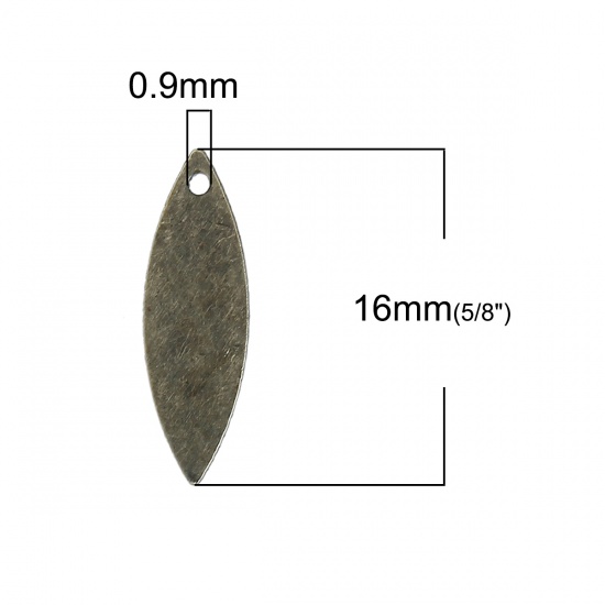 Bild von Messing Charms Marquise Bronzefarbe 16mm x 5mm, 20 Stück