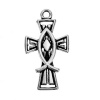 Picture of Zinc Based Alloy Charms Jesus/ Christian Fish Ichthys Antique Silver Color Cross 25mm(1") x 14mm( 4/8"), 50 PCs