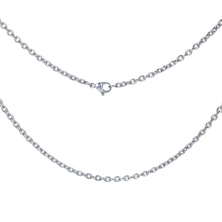 Stainless Steel Link Cable Chain Necklace Oval Silver Tone 59cm(23 2/8") long, Chain Size: 4x3mm(1/8"x1/8"), 2 PCs