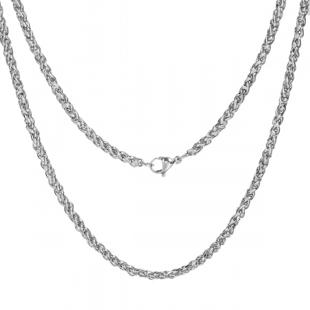 Immagine di Collana All'Ingrosso, Catena a Intrecciante Tono Argento 304 Acciaio Inossidabile, Unisex Minimalista Regalo Gioielli Per Rivenditore, 50cm Lunghezza, Dimensione della Catena: 3.2mm, 1 Pz