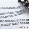 Picture of 304 Stainless Steel 3:1 Figaro Link Chain Necklace Silver Tone 50.5cm(19 7/8") long, Chain Size: 9.5x4.5mm(3/8"x1/8") 6x4.5mm(2/8"x1/8"), 1 Piece