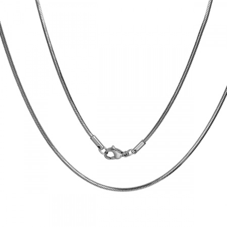 304 Stainless Steel Snake Chain Necklace Silver Tone 50.8cm(20") long, Chain Size: 1.6mm(1/8"), 1 Piece