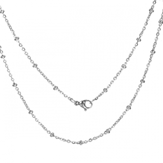 Picture of 304 Stainless Steel Link Cable Chain Necklace Oval Silver Tone 50cm(19 5/8") long, Chain Size: 2x2mm(1/8"x1/8"), 1 Piece