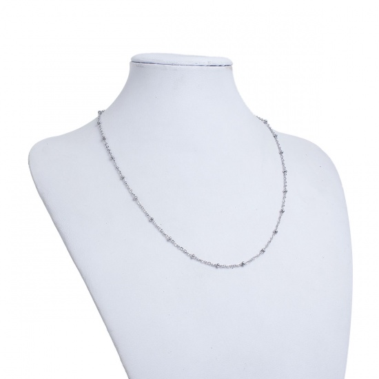 Immagine di 304 Acciaio Inossidabile Cavo Catena Collana Ovale Tono Argento lunghezza: 50cm , Dimensione della Catena: 2mm x 2mm 1 Pz