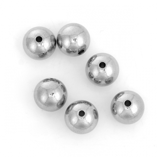 Immagine di 304 Acciaio Inossidabile Separatori Perline Tondo Tono Argento Circa 10mm Dia, Foro:Circa 1.9mm, 5 Pz