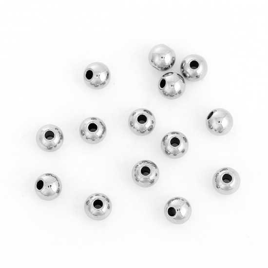 Image de Perles en 304 Acier Inoxydable Perles de Rocailles Tambour Argent Mat 3mm Dia, Taille de Trou: 1.4mm, 30 Pcs
