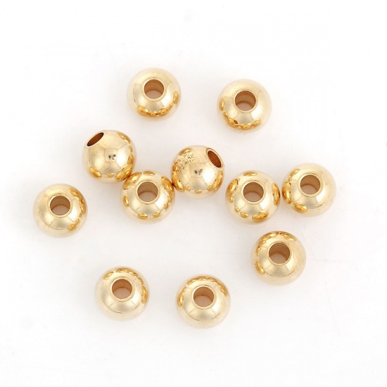 Immagine di 304 Acciaio Inossidabile Separatori Perline Tondo Oro Placcato Circa 5mm Dia, Foro:Circa 2.2mm, 5 Pz