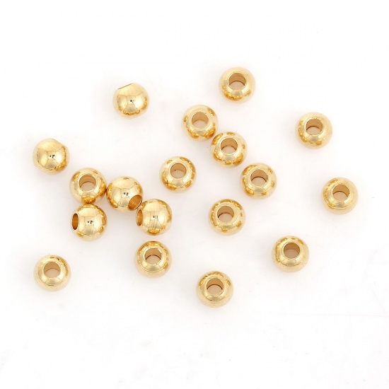 Immagine di 304 Acciaio Inossidabile Separatori Perline Tondo Oro Placcato Circa 4mm Dia, Foro:Circa 1.6mm, 5 Pz
