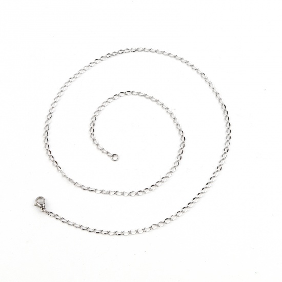 Immagine di 304 Acciaio Inossidabile Catena Singolare Collana Tono Argento lunghezza: 50.5cm , Dimensione della Catena: 5mm x 2.5mm 1 Pz