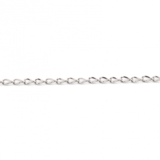 Immagine di 304 Acciaio Inossidabile Catena Singolare Collana Tono Argento lunghezza: 50.5cm , Dimensione della Catena: 5mm x 2.5mm 1 Pz