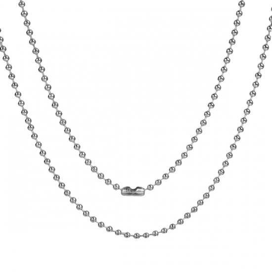 Extender chain, sterling silver, 1mm ball with 2 loops, 1 inch