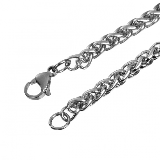 Immagine di 304 Acciaio Inossidabile Fibbia Aragosta Intrecciante Fiscale Braccialetti Tono Argento , lunghezza: 21.5cm, 1 Pz