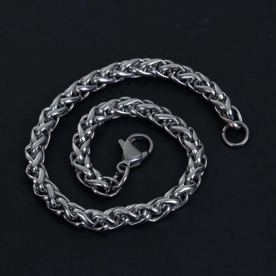 Immagine di 304 Acciaio Inossidabile Fibbia Aragosta Intrecciante Fiscale Braccialetti Tono Argento , lunghezza: 21.5cm, 1 Pz