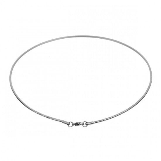 Picture of 304 Stainless Steel Wire Collar Neck Ring Necklace Silver Tone 43.5cm(17 1/8") long, 1 Piece
