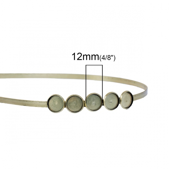 Picture of Iron Based Alloy Headband Round Antique Bronze Cabochon Settings (Fits 12mm Dia.) 38cm, 1 Piece