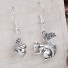 Picture of Earrings Antique Silver Silver Plated Acorn Squirrel 40mm(1 5/8") x 20mm( 6/8"), Post/ Wire Size: (21 gauge), 1 Pair