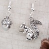 Picture of Earrings Antique Silver Silver Plated Acorn Squirrel 40mm(1 5/8") x 20mm( 6/8"), Post/ Wire Size: (21 gauge), 1 Pair