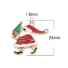 Bild von Zinklegierung Charms Weihnachten Weihnachtsmann Vergoldet Transparent Strass Rot Emaille 24mm x 23mm, 5 Stück