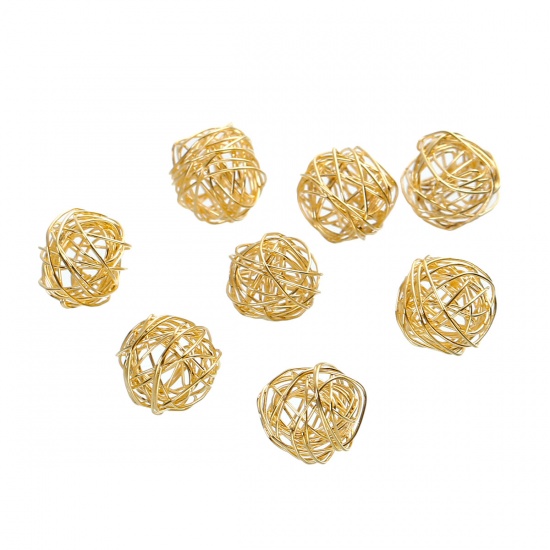 Picture of Iron Based Alloy Charms Love Knot Gold Plated Hollow 11mm( 3/8") x 10mm( 3/8"), 10 PCs