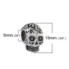 Picture of Zinc Based Alloy 3D Charms Sugar Skull Antique Silver 15mm( 5/8") x 10mm( 3/8"), 5 PCs