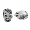 Picture of Zinc Based Alloy 3D Charms Sugar Skull Antique Silver 15mm( 5/8") x 10mm( 3/8"), 5 PCs