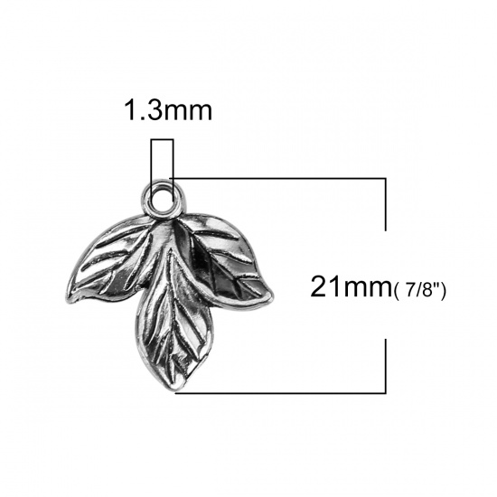 Picture of Zinc Based Alloy Charms Leaf Antique Silver 21mm( 7/8") x 20mm( 6/8"), 20 PCs