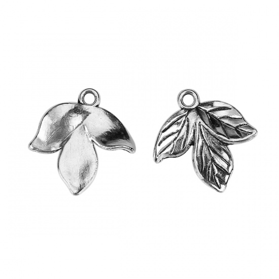 Picture of Zinc Based Alloy Charms Leaf Antique Silver 21mm( 7/8") x 20mm( 6/8"), 20 PCs