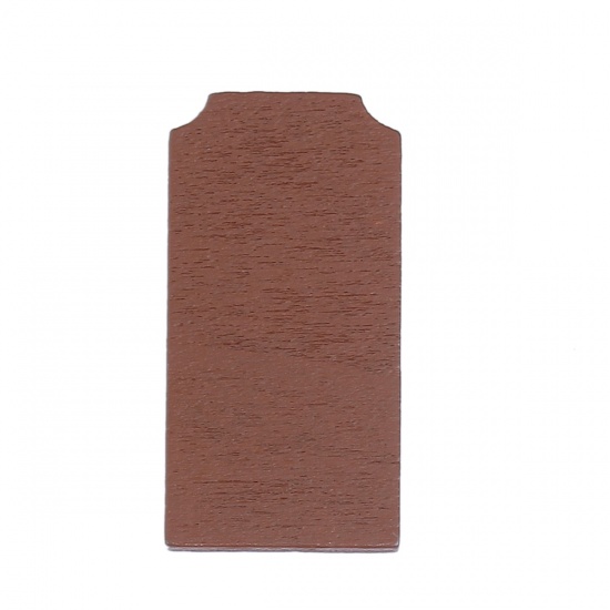 Picture of Hinoki Wood Embellishments Scrapbooking Rectangle Coffee 30mm(1 1/8") x 15mm( 5/8"), 50 PCs