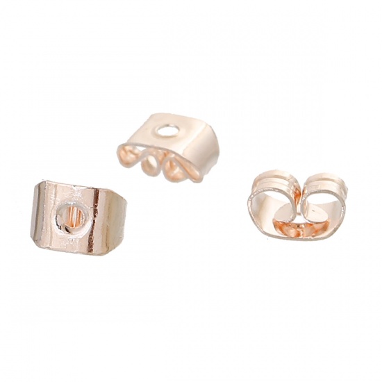 Picture of Iron Based Alloy Ear Nuts Post Stopper Earring Findings Butterfly Light Rose Gold 5mm x 4mm, 500 PCs