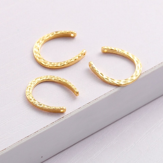 Picture of Brass Charms Luck Horseshoe Gold Plated 17mm( 5/8") x 15mm( 5/8"), 2 PCs